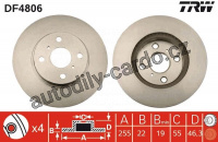 Brzdový kotouč TRW DF4806 - TOYOTA YARIS 06-