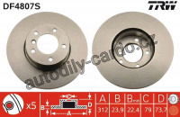 Brzdový kotouč TRW DF4807S - BMW 3 E90 07-