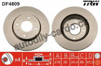 Brzdový kotouč TRW DF4809 - MITSUBISHI LANCER 03-