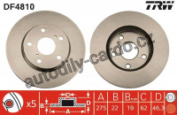 Brzdový kotouč TRW DF4810 - TOYOTA AURIS 07- (275x22mm)