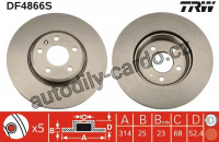 Brzdový kotouč TRW DF4866S - AUDI A4 07-