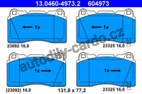 Sada brzdových destiček ATE 13.0460-4973 (AT 604973) - MITSUBISHI