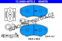 Sada brzdových destiček ATE 13.0460-4978 (AT 604978) - CITROËN, FIAT, PEUGEOT