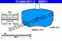 Sada brzdových destiček ATE 13.0460-6911 (AT 606911) - FORD