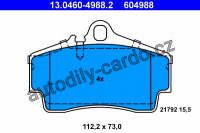 Sada brzdových destiček ATE 13.0460-4988 (AT 604988) - PORSCHE