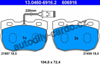 Sada brzdových destiček ATE 13.0460-6916 (AT 606916) - LAND ROVER