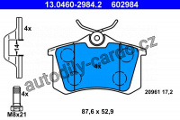 Sada brzdových destiček ATE 13.0460-2984 (AT 602984) - SEAT, VW