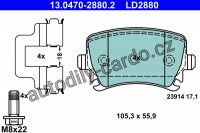 Sada brzdových destiček ATE Ceramic 13.0470-2880 (AT LD2880) - AUDI, SEAT, ŠKODA, VW