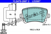 Sada brzdových destiček ATE Ceramic 13.0470-2887 (AT LD2887)