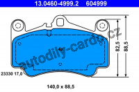 Sada brzdových destiček ATE 13.0460-4999 (AT 604999) - PORSCHE