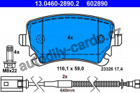 Sada brzdových destiček ATE 13.0460-2890 (AT 602890) - VW