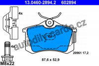 Sada brzdových destiček ATE 13.0460-2894 (AT 602894) - AUDI, SEAT, ŠKODA, VW