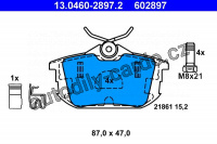 Sada brzdových destiček ATE 13.0460-2897 (AT 602897) - MITSUBISHI, SMART