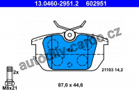 Sada brzdových destiček ATE 13.0460-2951 (AT 602951) - ALFA ROMEO, FIAT, LANCIA