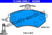 Sada brzdových destiček ATE 13.0460-2958 (AT 602958) - SEAT, VW