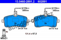 Sada brzdových destiček ATE 13.0460-2891 (AT 602891) - PEUGEOT