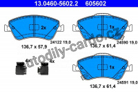 Sada brzdových destiček ATE 13.0460-5602 (AT 605602) - TOYOTA