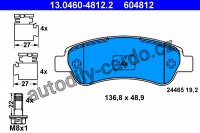 Sada brzdových destiček ATE 13.0460-4812 (AT 604812) - CITROËN, FIAT, PEUGEOT