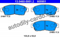 Sada brzdových destiček ATE 13.0460-5951 (AT 605951) - TOYOTA