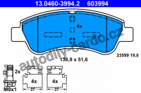 Sada brzdových destiček ATE 13.0460-3994 (AT 603994) - CITROËN, PEUGEOT