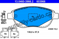 Sada brzdových destiček ATE 13.0460-3966 (AT 603966) - CITROËN, PEUGEOT