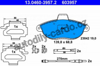 Sada brzdových destiček ATE 13.0460-3957 (AT 603957) - CITROËN, FIAT, PEUGEOT