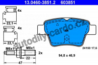 Sada brzdových destiček ATE 13.0460-3851 (AT 603851) - PEUGEOT
