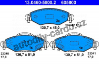 Sada brzdových destiček ATE 13.0460-5800 (AT 605800) - TOYOTA