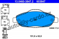Sada brzdových destiček ATE 13.0460-3847 (AT 603847) - PEUGEOT