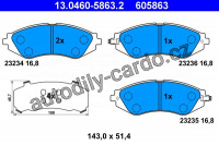 Sada brzdových destiček ATE 13.0460-5863 (AT 605863) - CHEVROLET, DAEWOO