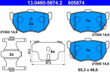 Sada brzdových destiček ATE 13.0460-5874 (AT 605874) - HYUNDAI, KIA