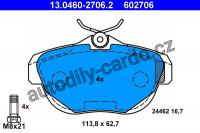 Sada brzdových destiček ATE 13.0460-2706 (AT 602706) - CITROËN