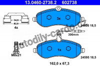 Sada brzdových destiček ATE 13.0460-2738 (AT 602738) - CITROËN ,FIAT, PEUGEOT