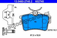 Sada brzdových destiček ATE 13.0460-2745 (AT 602745) - CITROËN, PEUGEOT
