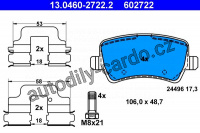 Sada brzdových destiček ATE 13.0460-2722 (AT 602722) - FORD, VOLVO