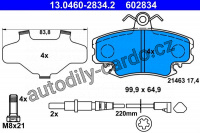 Sada brzdových destiček ATE 13.0460-2834 (AT 602834) - DACIA, RENAULT