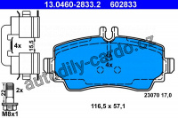 Sada brzdových destiček ATE 13.0460-2833 (AT 602833) - MERCEDES-BENZ