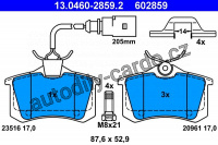 Sada brzdových destiček ATE 13.0460-2859 (AT 602859) - FORD, SEAT, VW