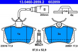 Sada brzdových destiček ATE 13.0460-2859 (AT 602859) - FORD, SEAT, VW