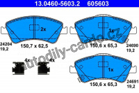 Sada brzdových destiček ATE 13.0460-5603 (AT 605603) - TOYOTA