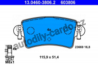 Sada brzdových destiček ATE 13.0460-3806 (AT 603806) - NISSAN, OPEL, RENAULT