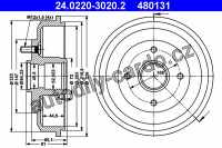 Brzdový buben ATE 24.0220-3020 (AT 480131) - FORD