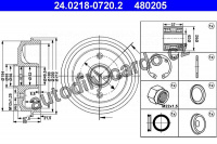 Brzdový buben ATE 24.0218-0720 (AT 480205) - CITROËN, PEUGEOT