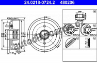 Brzdový buben ATE 24.0218-0724 (AT 480206) - FORD