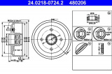 Brzdový buben ATE 24.0218-0724 (AT 480206) - FORD