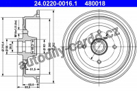 Brzdový buben ATE 24.0220-0016 (AT 480018) - AUDI
