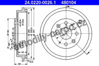 Brzdový buben ATE 24.0220-0026 (AT 480104) - MAZDA