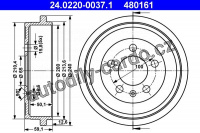 Brzdový buben ATE 24.0220-0037 (AT 480161) - SEAT, ŠKODA, VW