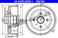 Brzdový buben ATE 24.0220-0038 (AT 480162) - OPEL