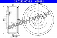 Brzdový buben ATE 24.0222-8033 (AT 480181) - FORD